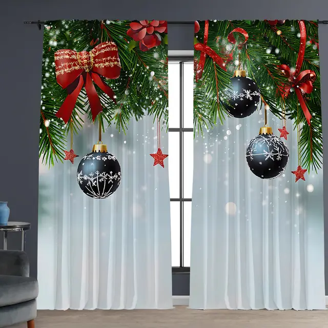 Christmas Curtain 3D Digital Printing Flower Type 16Christmas Series - Shop at LoveMi