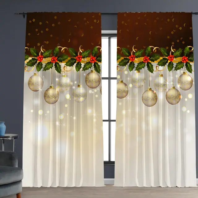 Christmas Curtain 3D Digital Printing Flower Type 27Christmas Series - Shop at LoveMi