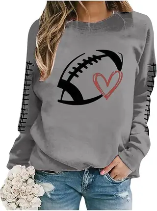 Women's Sweatshirt Baseball Uniform Printed Long-sleeved Sweater Sweatshirt - Gray