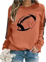 Women's Sweatshirt Baseball Uniform Printed Long-sleeved Sweater Sweatshirt - Orange