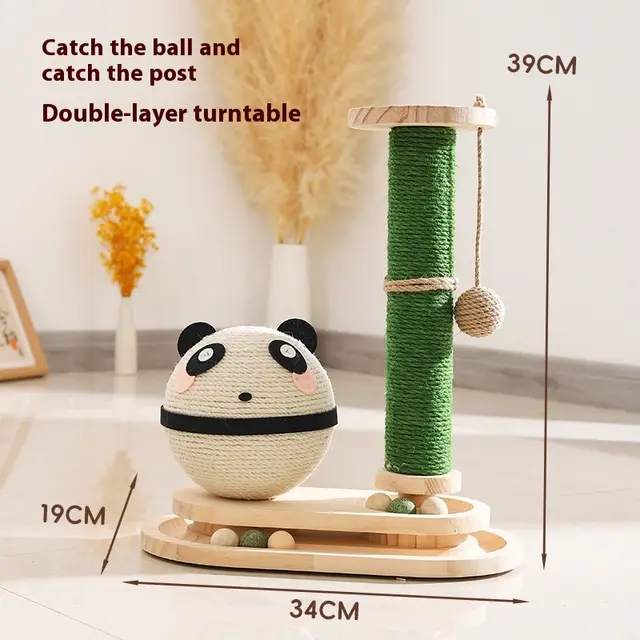 Cat Scratch Board Toy Turntable Cat Teasing Ball Self Hi Relieving Stuffy shaped Baby Cat Suit Pet Supplies Panda Pillar Turntable - Shop at LoveMi