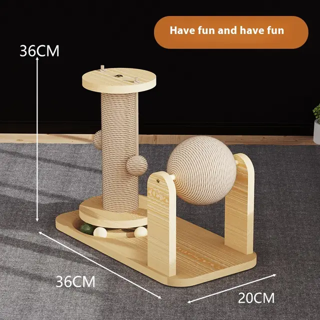 Cat Scratch Board Toy Turntable Cat Teasing Ball Self Hi Relieving Stuffy shaped Baby Cat Suit Pet Supplies Pillar Turntable Catch Ball - Shop at LoveMi