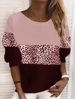 Autumn And Winter Long Sleeve Round Neck Street Hipster Pullover Loose Striped Sweater - Pink