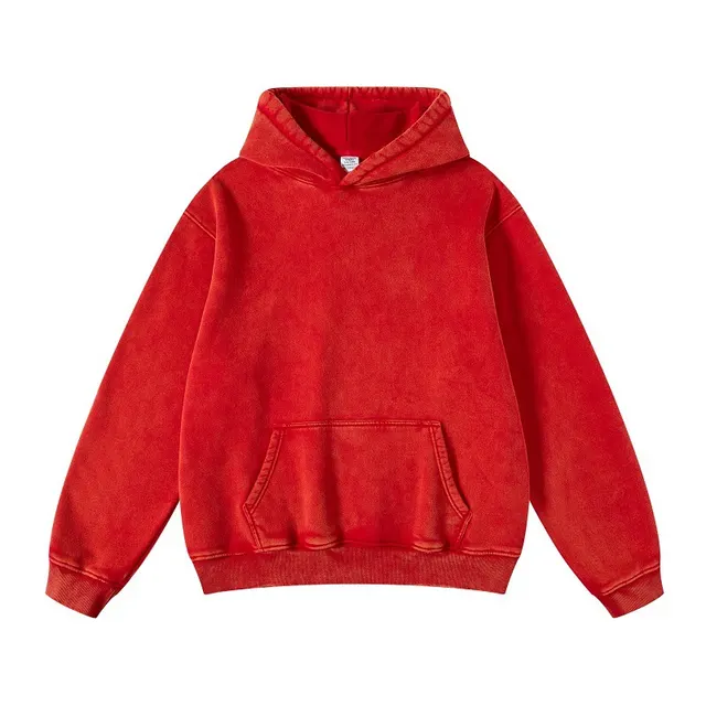 Women's Loose Retro Fleece Hooded Sweatshirt Red - Shop at LoveMi