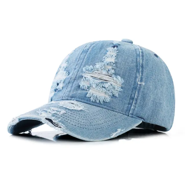 Denim Ripped Baseball Cap Hip Hop Cool Smalt - Shop at LoveMi