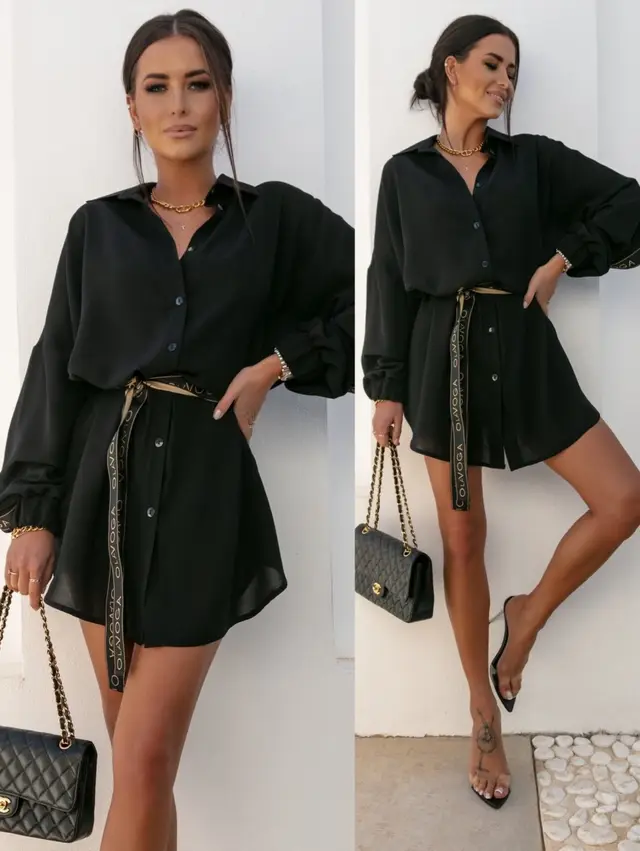 Women's Top Long Sleeve Waist Trimming Lace Up Single breasted Cardigan Black - Shop at LoveMi