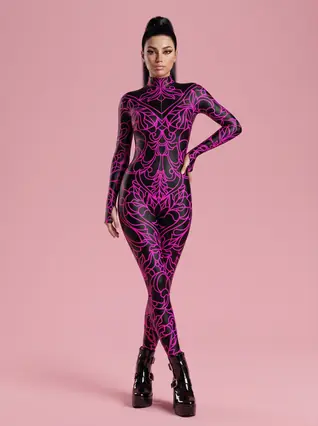Halloween Tights 3D Digital Printing Play Costume - 3Pattern-Adult 2Xl
