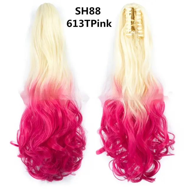 Colorful Long Curly Hair Clip Ponytail Wig Sh88 613Tpink# - Shop at LoveMi