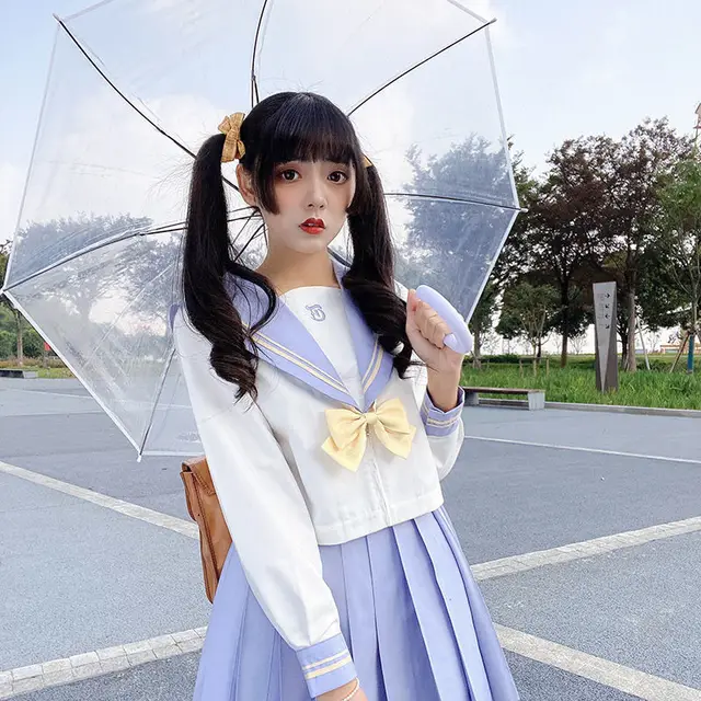 Uniform Skirt Sailor Suit Girls Girlfriends Clothes Long Sleeve Top With Skirt - Shop at LoveMi