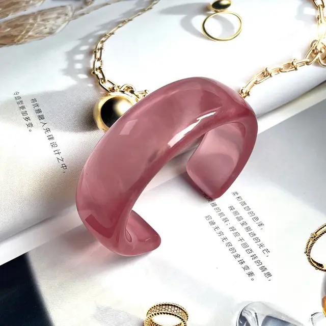 Open Spring Acrylic based Resin Bracelet For Women Open Pink - Shop at LoveMi