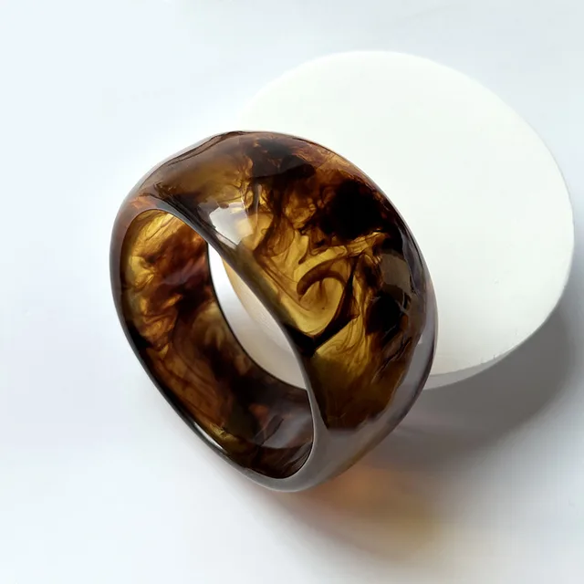 Open Spring Acrylic based Resin Bracelet For Women Shaped Coffee - Shop at LoveMi