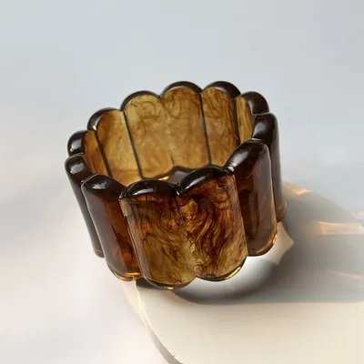 Open Spring Acrylic based Resin Bracelet For Women Wavy Coffee - Shop at LoveMi