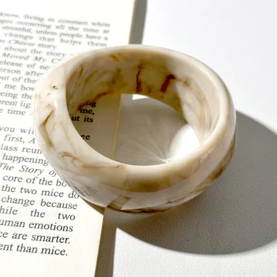 Resin Oval Wide Geometric Curved Bracelet For Women Style C - Shop at LoveMi