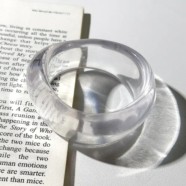 Resin Oval Wide Geometric Curved Bracelet For Women Style D - Shop at LoveMi