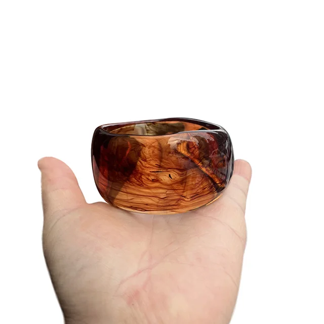 Women's Special shaped Wide Acrylic based Resin Bracelet Brown Coffee - Shop at LoveMi