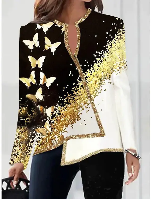 Women's V neck Fashion Irregular Hem Long Sleeved Fitted T shirt 4 Style - Shop at LoveMi