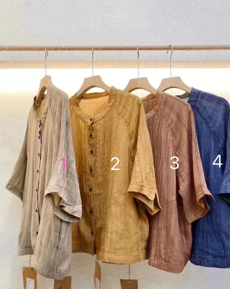 Retro Style Stone Washed Tie-dyed Casual Top For Women - Style 3 - View 1