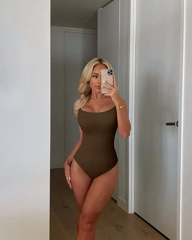 European And American Rib Sleeveless Spaghetti Strap Top Body shaping Corsets Brown - Shop at LoveMi