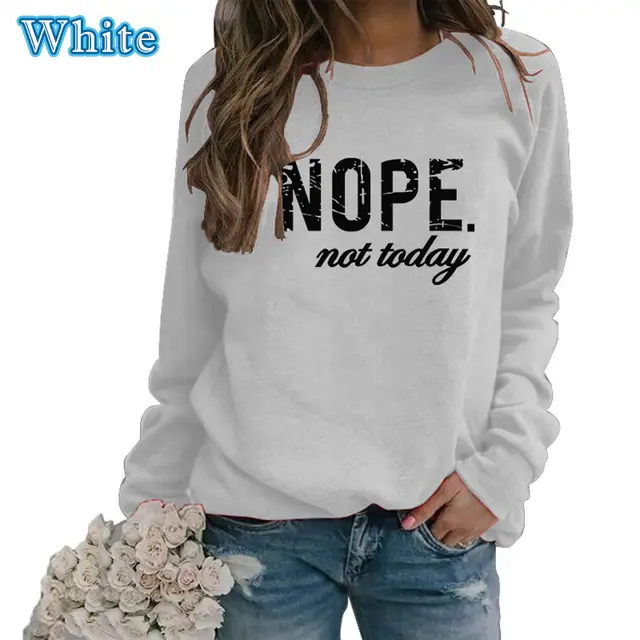 European And American Letter Printing Capless Round Neck Sweaters Women's Clothing White 2 - Shop at LoveMi
