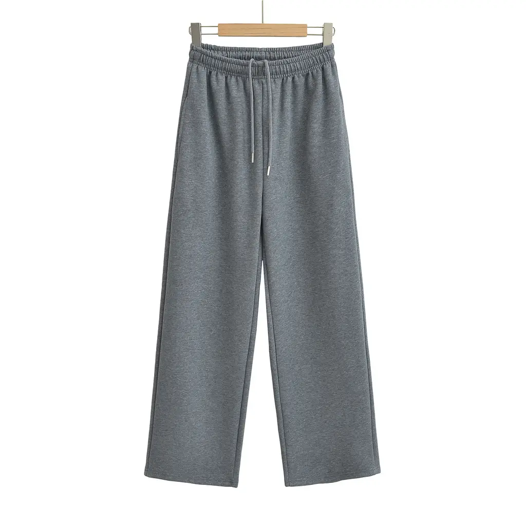 Hot Silver Shiny Loose Hooded Zip Cardigan Coat Trousers - Dark Gray Pants 2433