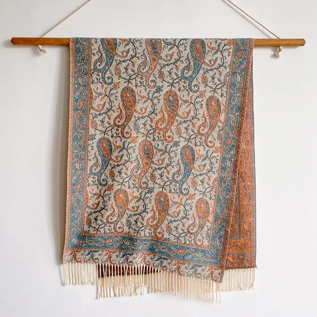 Artificial Cashmere Scarf Women's Ethnic Style Shawl Cape Gray - Shop at LoveMi
