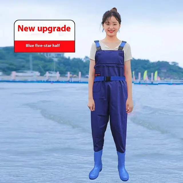 Women's Thick Waterproof One piece Half Body Rain Pants Blue Five Star Half Body - Shop at LoveMi