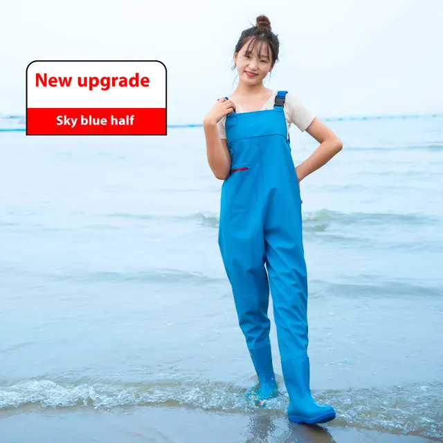 Women's Thick Waterproof One piece Half Body Rain Pants Sky Blue Half Body - Shop at LoveMi