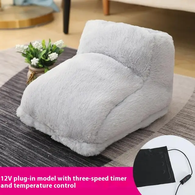 Plug in High top Rabbit Fur Hot Water Bag Foot Warmer Gray 12V - Shop at LoveMi