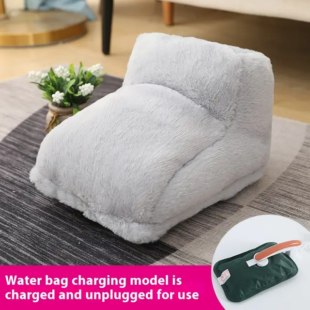 Plug in High top Rabbit Fur Hot Water Bag Foot Warmer Gray Hot Water Bag - Shop at LoveMi