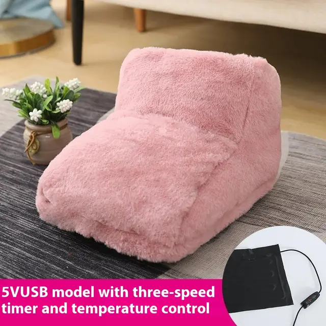 Plug in High top Rabbit Fur Hot Water Bag Foot Warmer Pink 5V - Shop at LoveMi