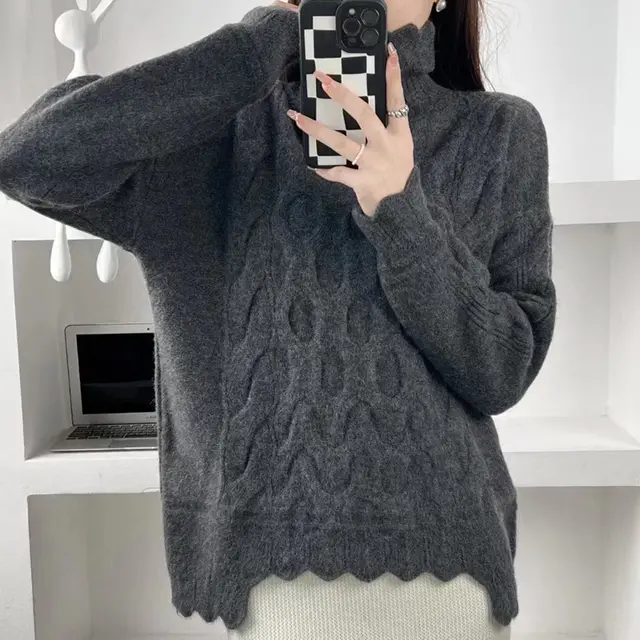Women's Turtleneck Twisted Sweater Winter Loose And Lazy Style Knitwear Top Inner Bottoming Shirt No 2 Color - Shop at LoveMi