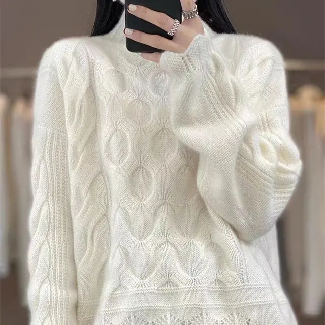 Women's Turtleneck Twisted Sweater Winter Loose And Lazy Style Knitwear Top Inner Bottoming Shirt No 3 Color - Shop at LoveMi