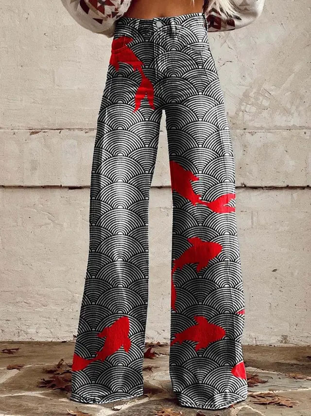 Pattern Women's Wide legged Pants Anti jeans 3D Digital Printing Yj4115Gy - Shop at LoveMi