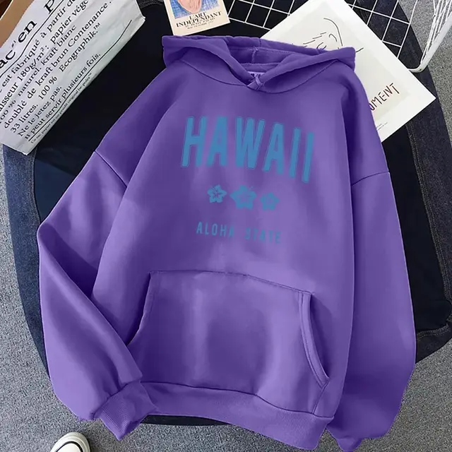 Roha Letter Printing Women's Hoodie Hip Hop Purple - Shop at LoveMi