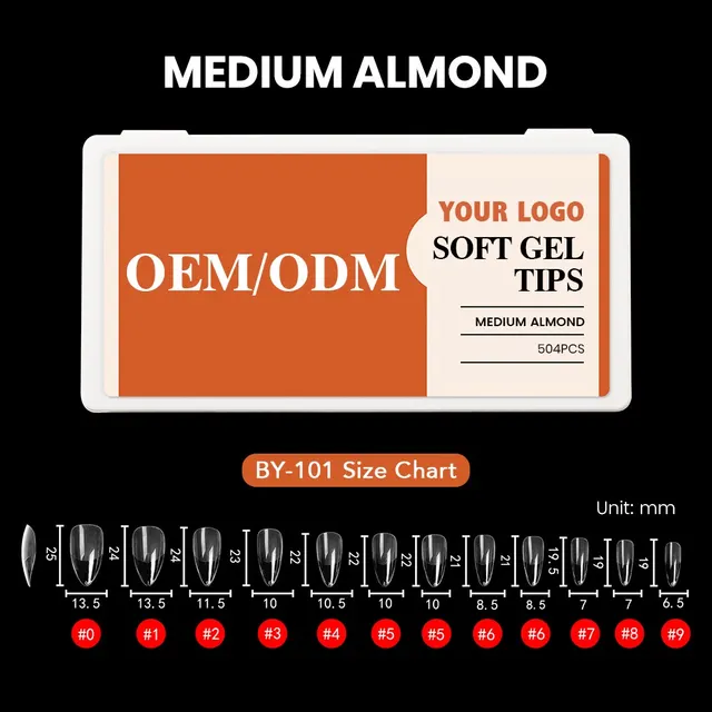 Frosted Seamless Nail Tip Boxed Multiple Options Medium Almond 101 - Shop at LoveMi