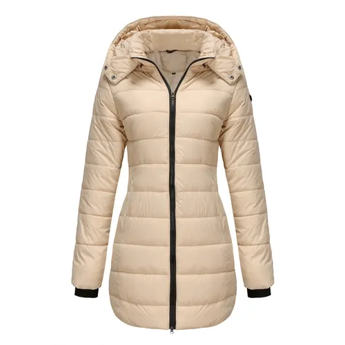 Waterproof Long sleeved Cotton padded Jacket Apricot - Shop at LoveMi