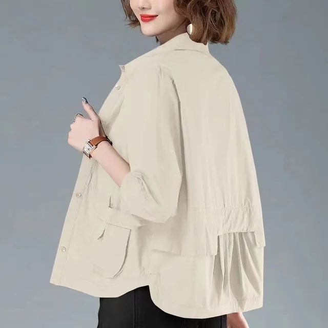 Wind Coat Tops For Women Thin Short Coat Apricot - Shop at LoveMi