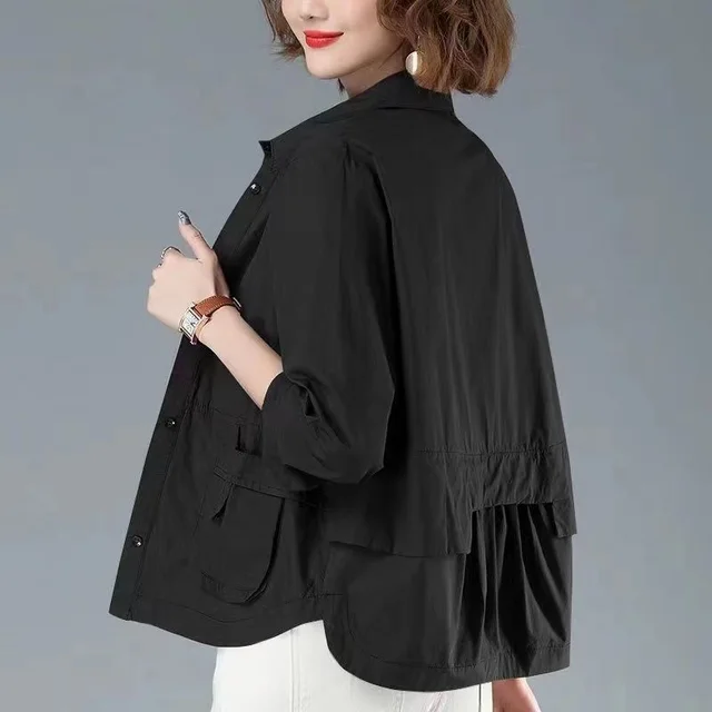 Wind Coat Tops For Women Thin Short Coat Black - Shop at LoveMi