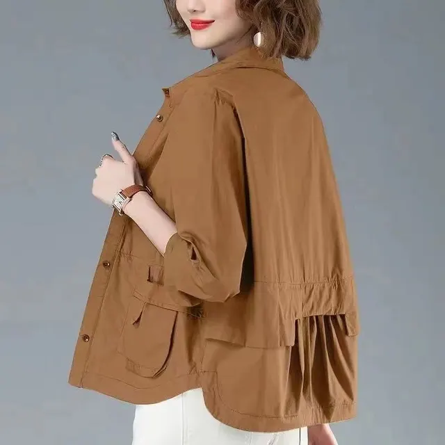 Wind Coat Tops For Women Thin Short Coat Caramel Color - Shop at LoveMi