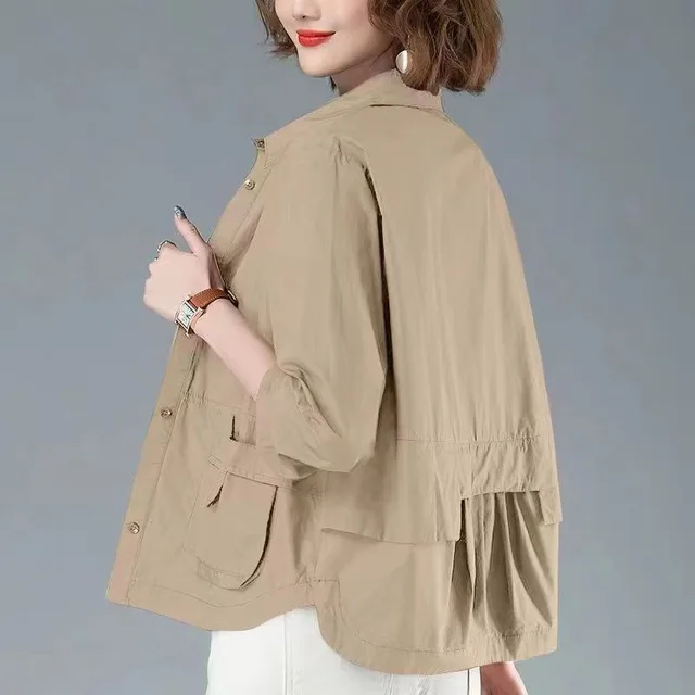 Wind Coat Tops For Women Thin Short Coat Khaki - Shop at LoveMi