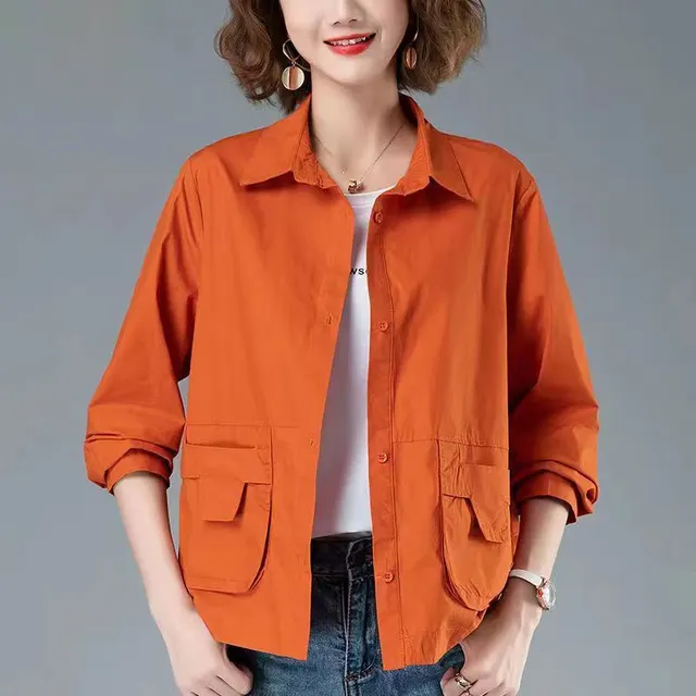 Wind Coat Tops For Women Thin Short Coat Orange - Shop at LoveMi