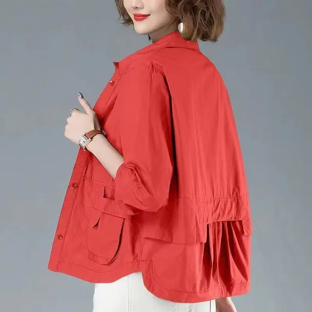 Wind Coat Tops For Women Thin Short Coat Red - Shop at LoveMi