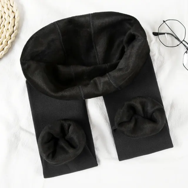 Pearl Velvet Leggings Step on Fleece lined Thick Long Warm One piece Pants Can Be Worn Outside Black - Shop at LoveMi