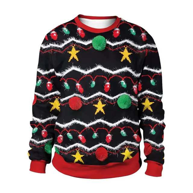European And American Christmas Christmas Men's And Women's Same 3D Printed Crew Neck Sweatshirt Top Couple Wear Gm091801 - Shop at LoveMi