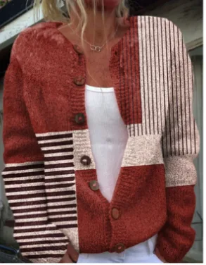 New 3D Digital Printed Cardigan Knitted Jacket For Women Dy54821 - Shop at LoveMi