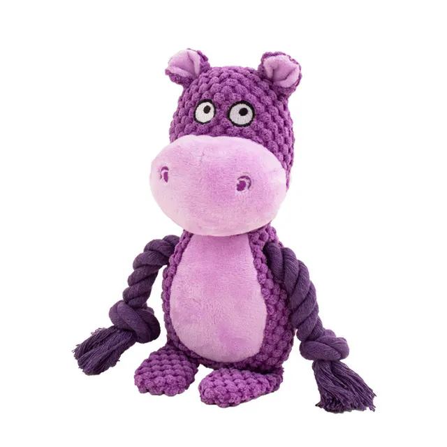 Pet Plush Sound Cotton Rope Toys Interactive Tug Of War Training Item Creative Dog Toy Pet Training Dog Supplies Hippo - Shop at LoveMi