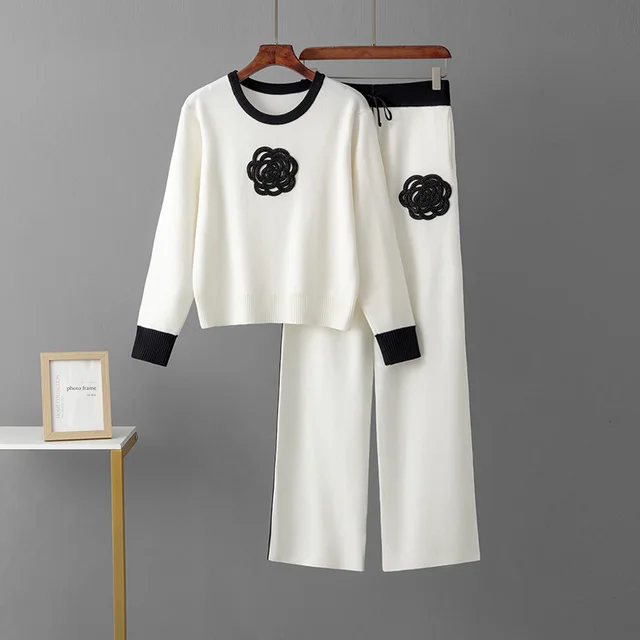 European And American Fashion Suit Women's Spring And Autumn Loose And Irregular Knitting White - Shop at LoveMi