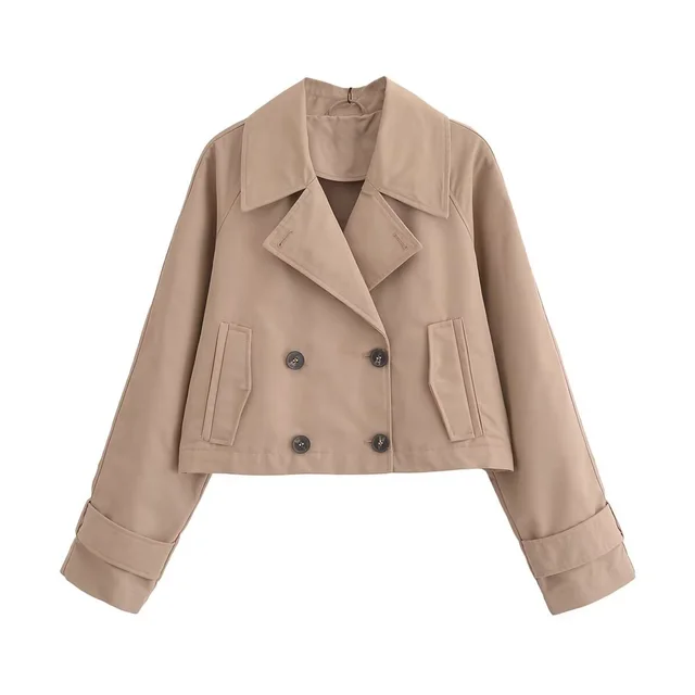 European And American Style Women's Clothing French Trench Coat Long Sleeve Elegant Jacket Coat Khaki - Shop at LoveMi
