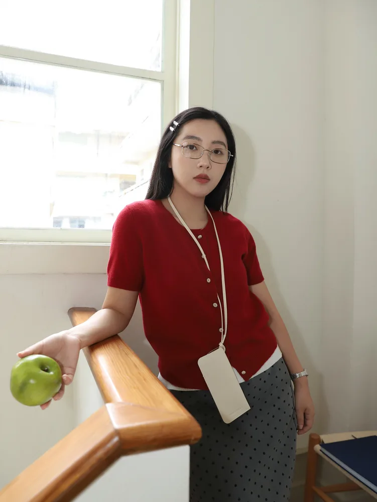 Korean Simple Knitted Cardigan For Women Red - Shop at LoveMi