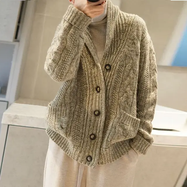 Women's Thick Needle Pure Wool Sweater - Shop at LoveMi